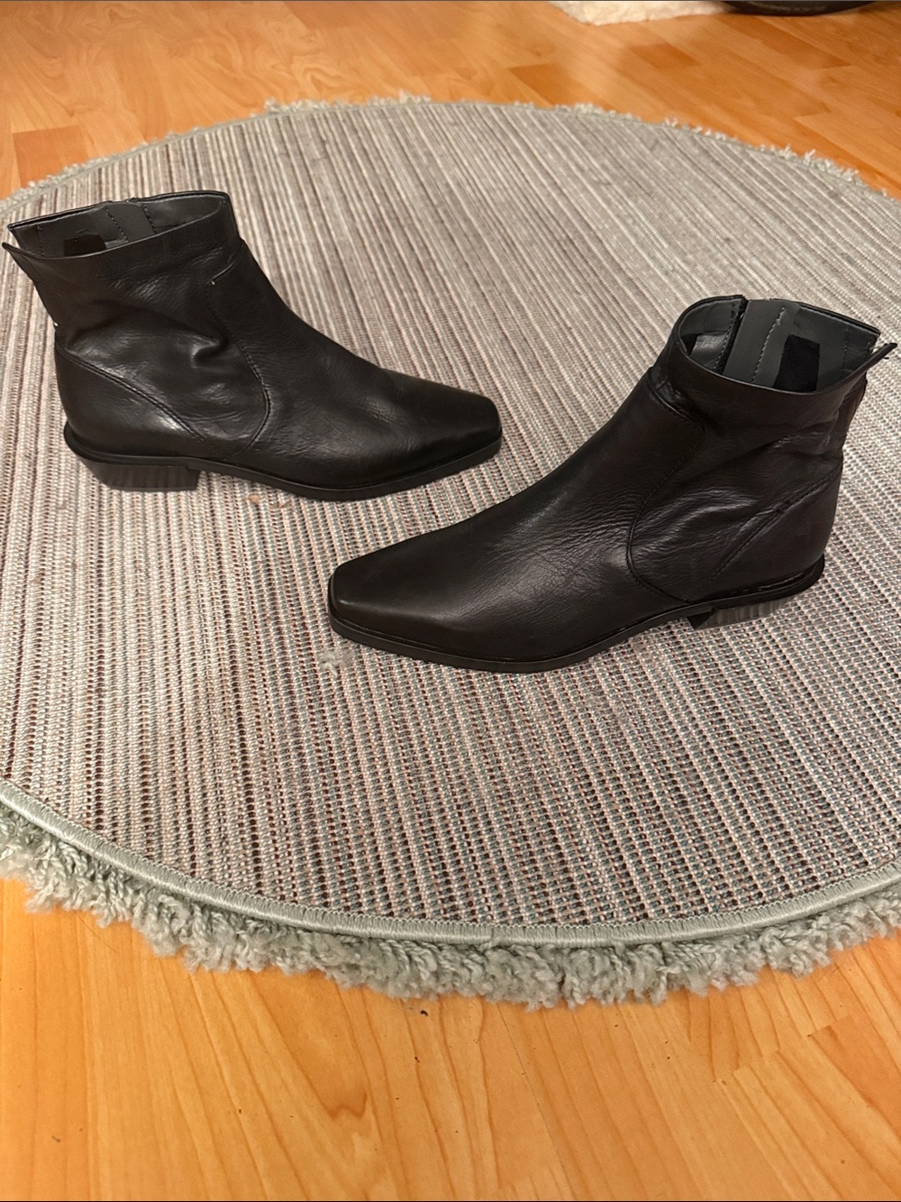 Sarto Women Black Leather Ankle Boots - Sleek Square Toe